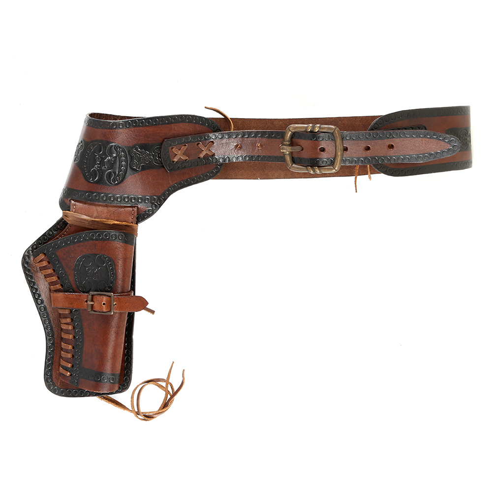 Western Revolver Grtel mit Holster Echtleder braun/schwarz