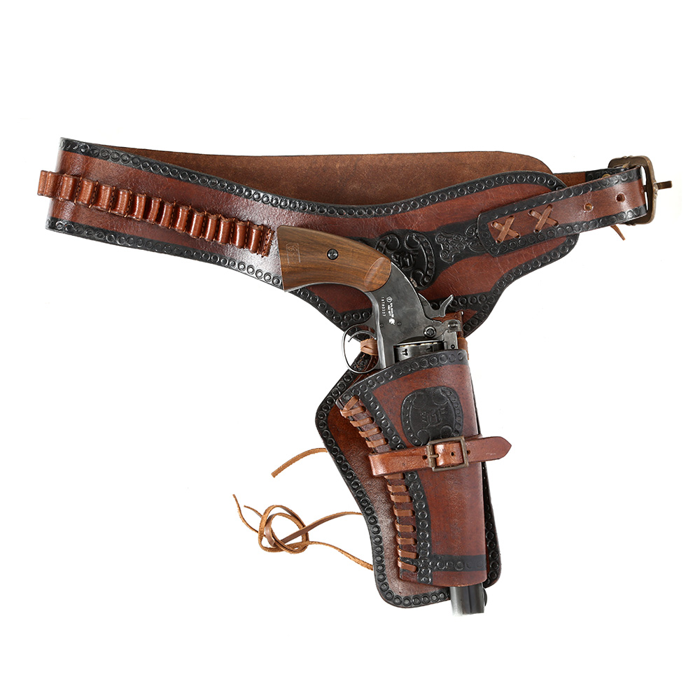 Western Revolver Grtel mit Holster Echtleder braun/schwarz Bild 2