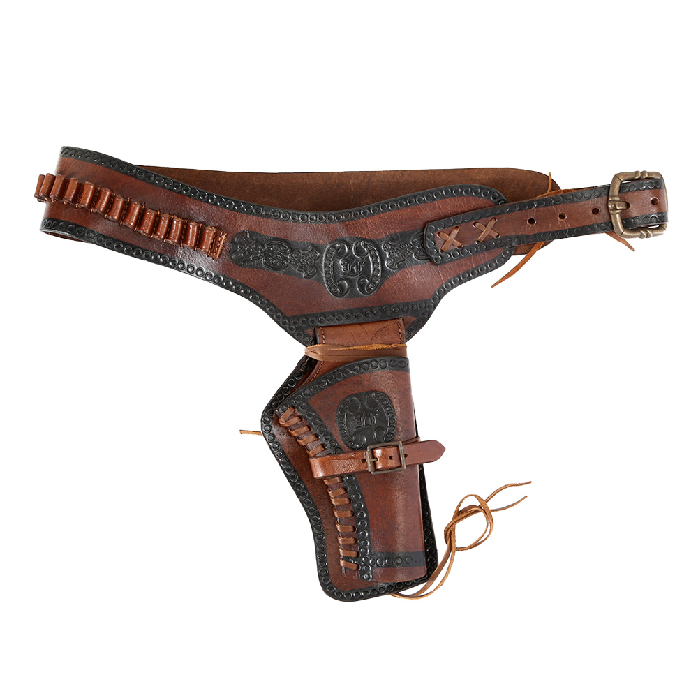 Western Revolver Grtel mit Holster Echtleder braun/schwarz Bild 3