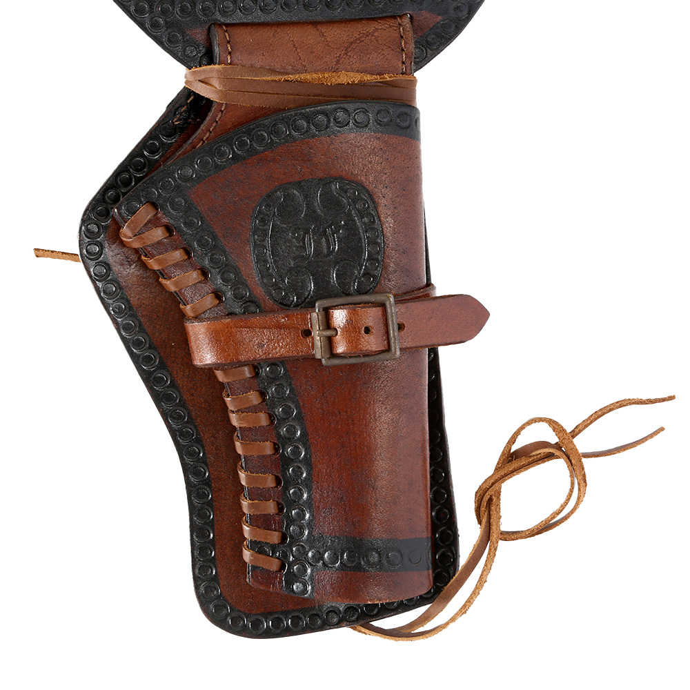 Western Revolver Grtel mit Holster Echtleder braun/schwarz Bild 4