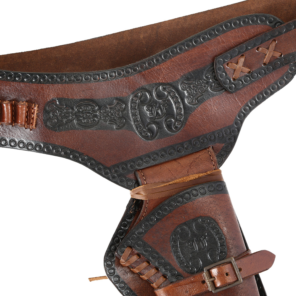 Western Revolver Grtel mit Holster Echtleder braun/schwarz Bild 6