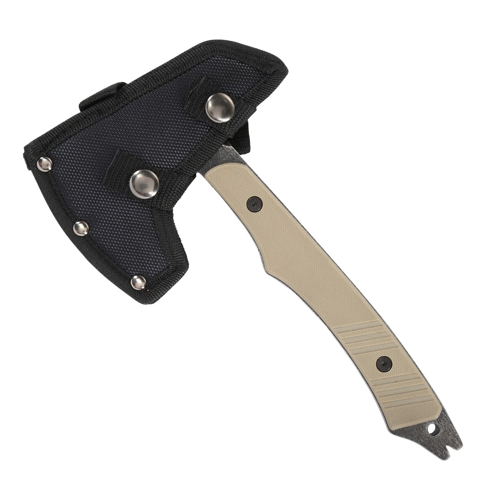 Wartech Wurf- und Survivalaxt stonewash inkl. Scheide schwarz/tan Bild 4