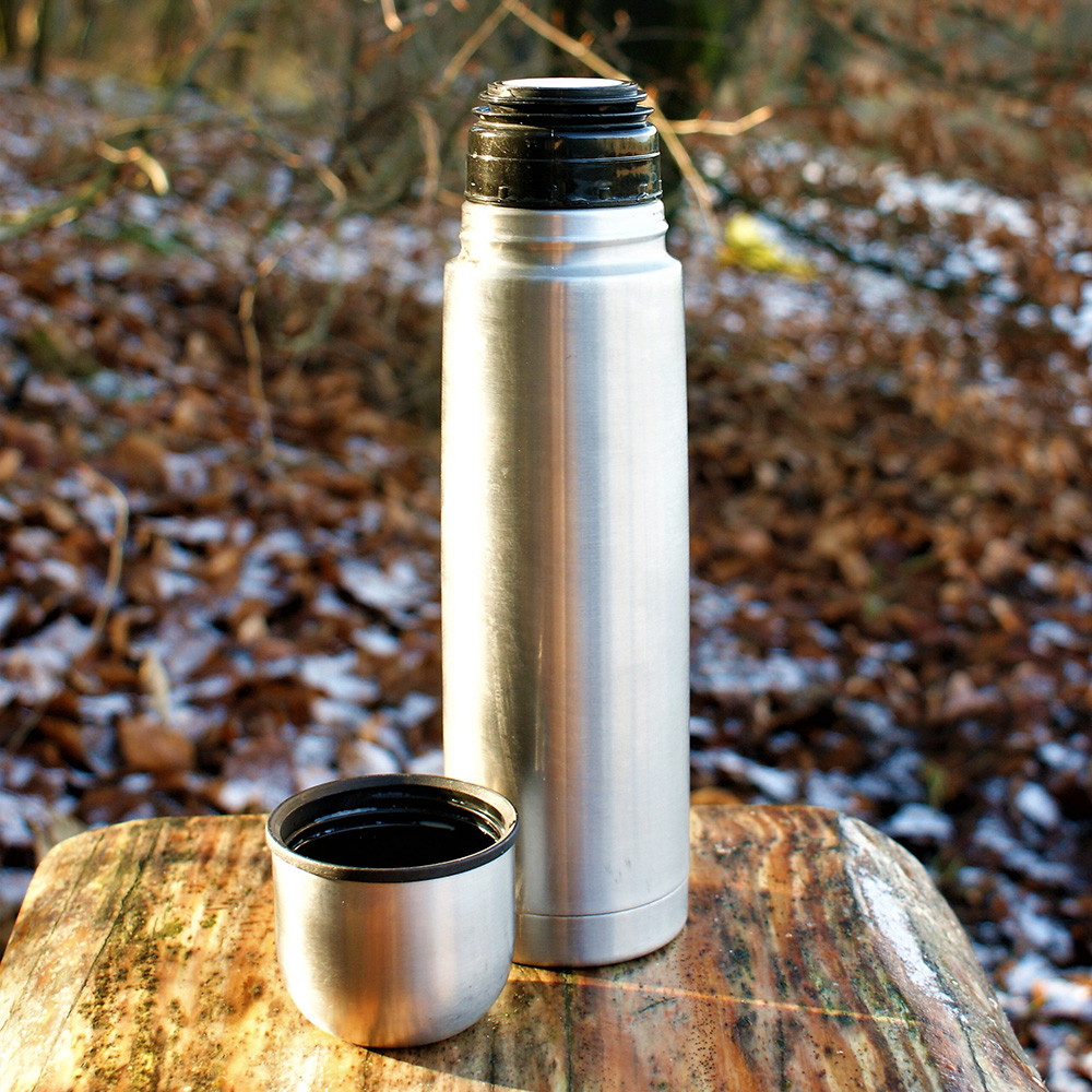 Isolierflasche 1 Liter Edelstahl inkl. Trinkbecher silber Bild 1