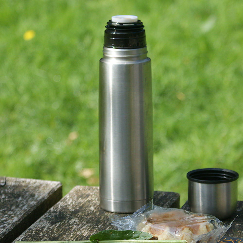 Isolierflasche 1 Liter Edelstahl inkl. Trinkbecher silber Bild 1