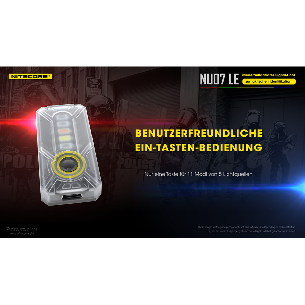 Nitecore Helm/Signallampe NU07 LE 15 Lumen inkl. Universalhalterung, Akku transparent/schwarz Bild 10