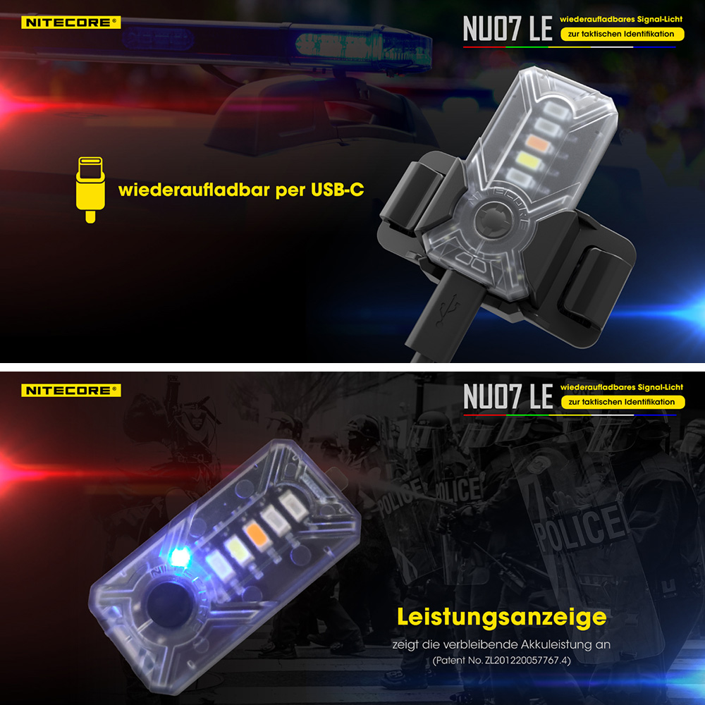 Nitecore Helm/Signallampe NU07 LE 15 Lumen inkl. Universalhalterung, Akku transparent/schwarz Bild 11