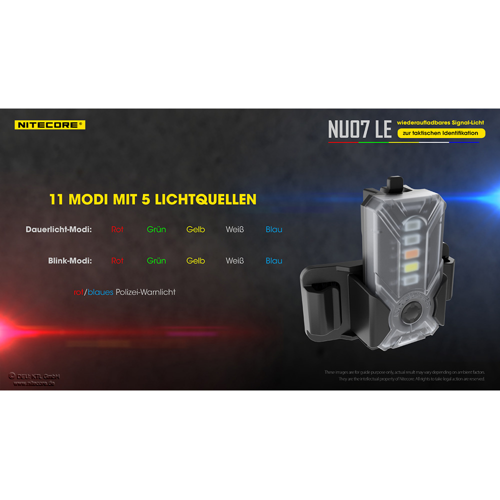 Nitecore Helm/Signallampe NU07 LE 15 Lumen inkl. Universalhalterung, Akku transparent/schwarz Bild 3