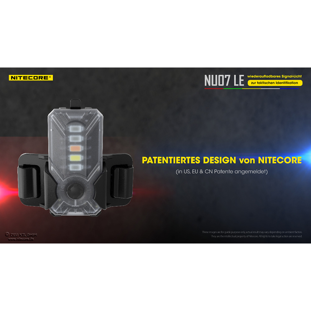 Nitecore Helm/Signallampe NU07 LE 15 Lumen inkl. Universalhalterung, Akku transparent/schwarz Bild 9