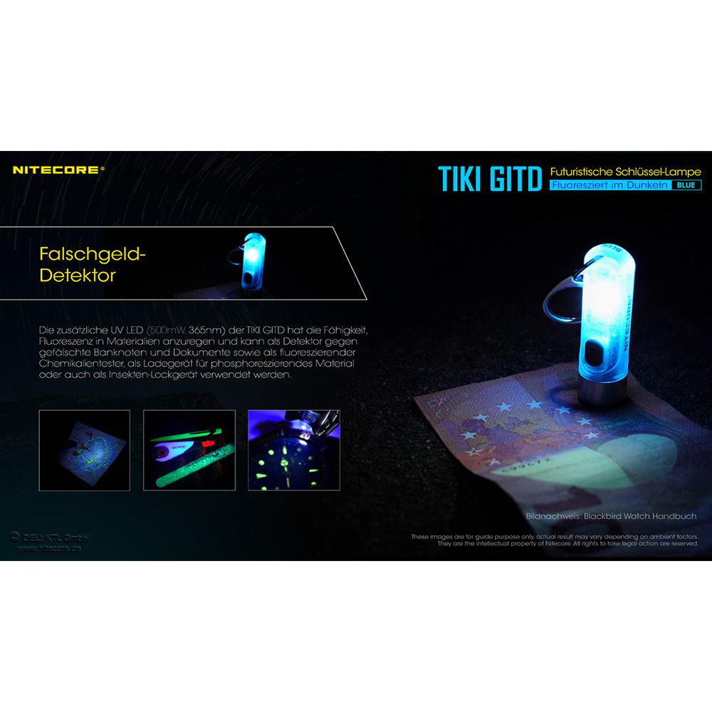 Nitecore LED-Schlüssellampe Tiki 300 Lumen Glow in the Dark transparent Bild 1