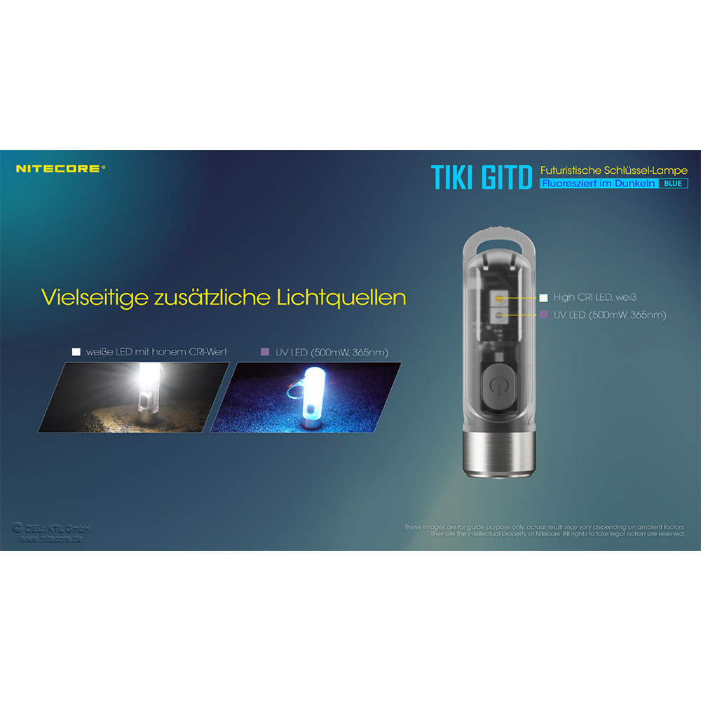 Nitecore LED-Schlüssellampe Tiki 300 Lumen Glow in the Dark transparent Bild 7