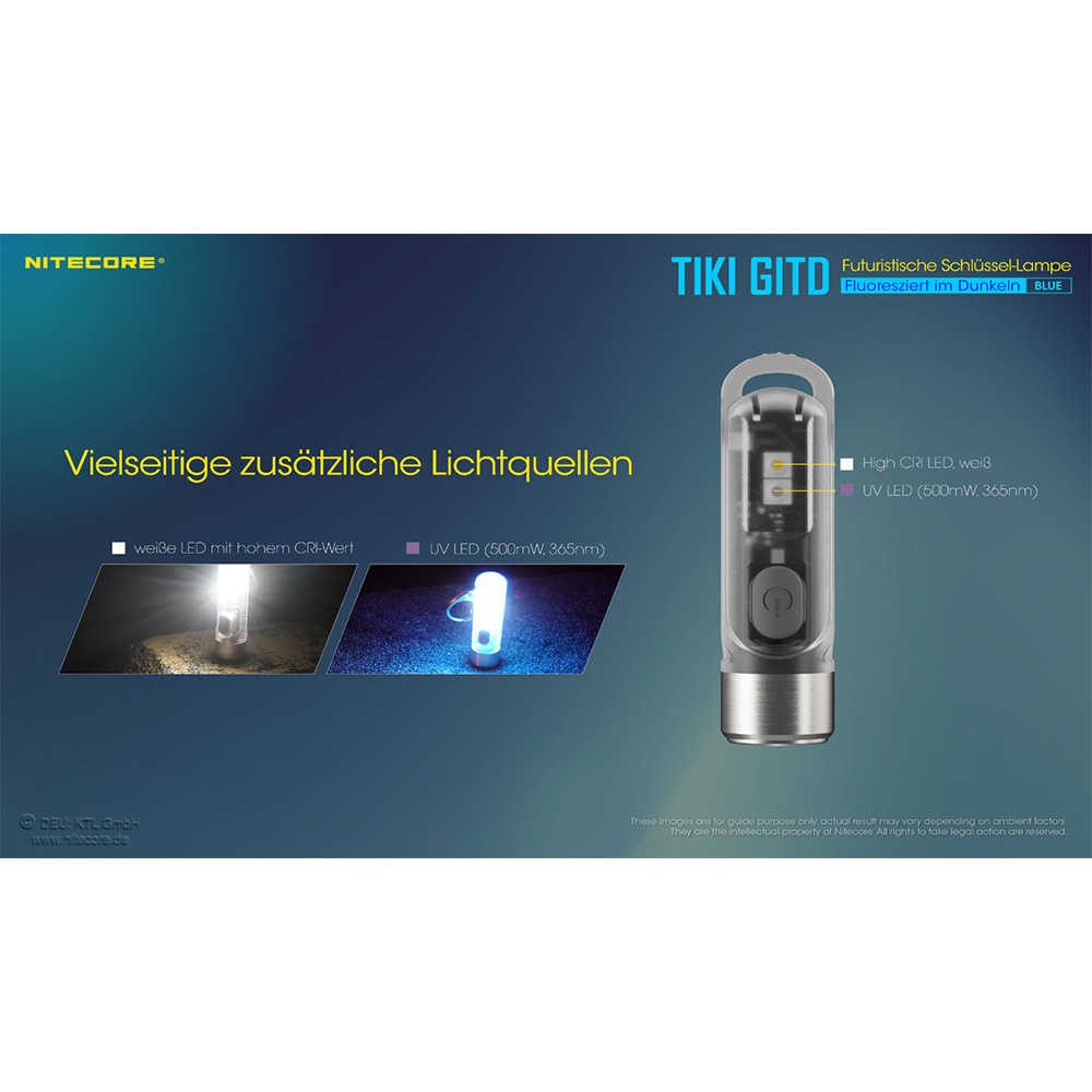 Nitecore LED-Schlssellampe Tiki 300 Lumen Glow in the Dark transparent Bild 1