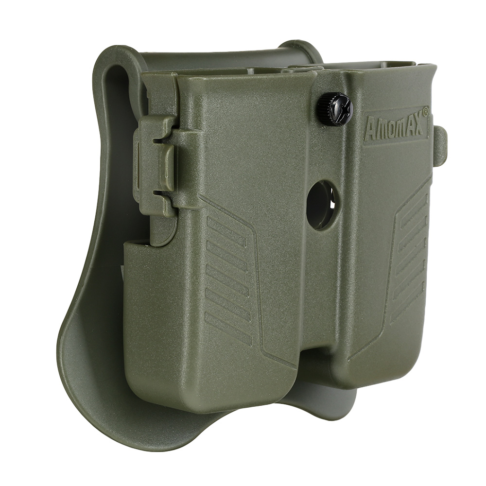 Amomax Doppel-Magazinholster Polymer Paddle f. Single- / Double-Stack Magazine oliv Bild 1