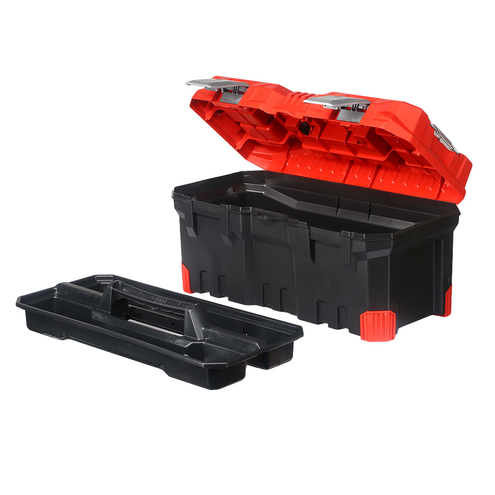 Werkzeugkiste mit Zwischenfach 49x26x24 cm schwarz/rot Bild 2
