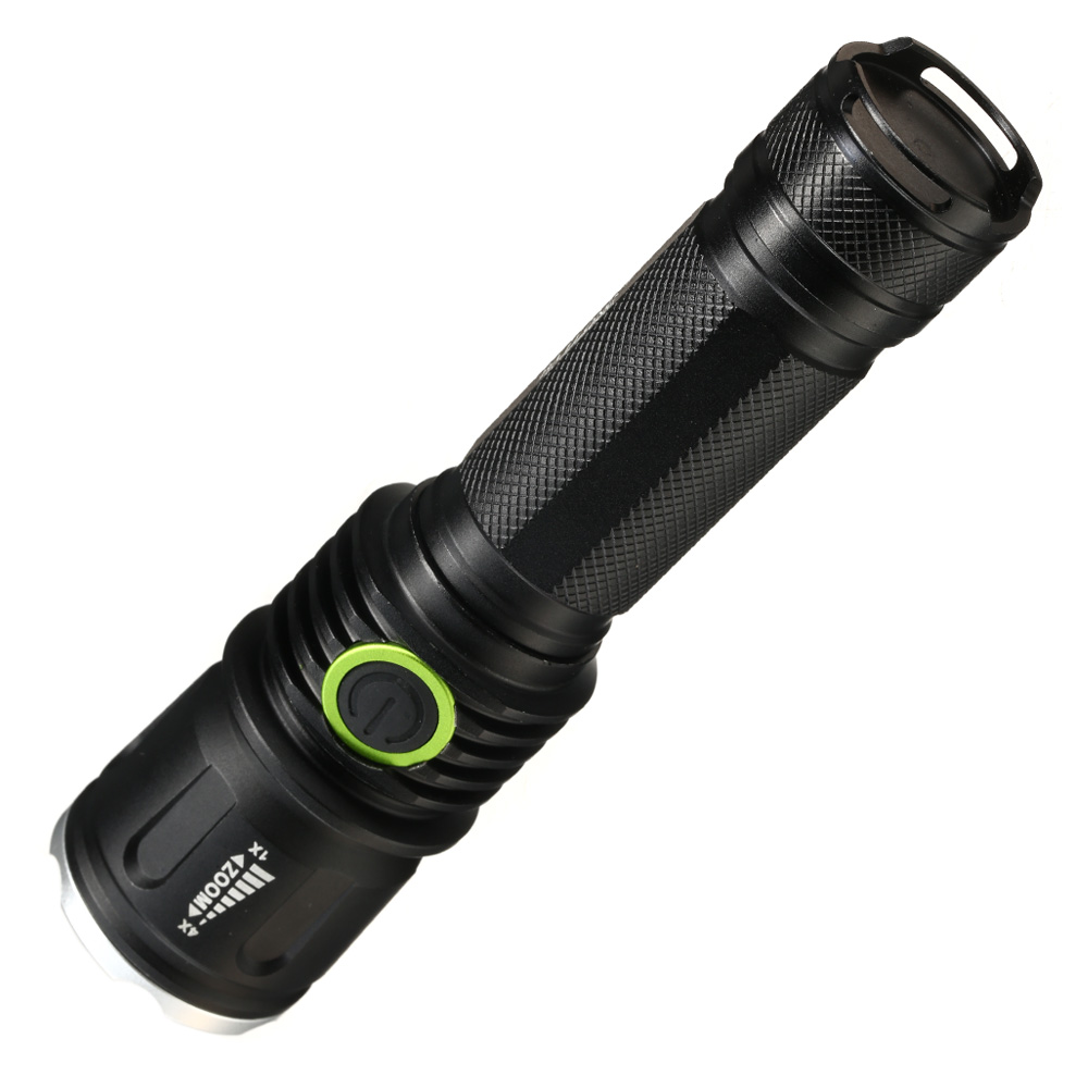 Bailong LED-Taschenlampe mit Zoom, Strobe schwarz Bild 1