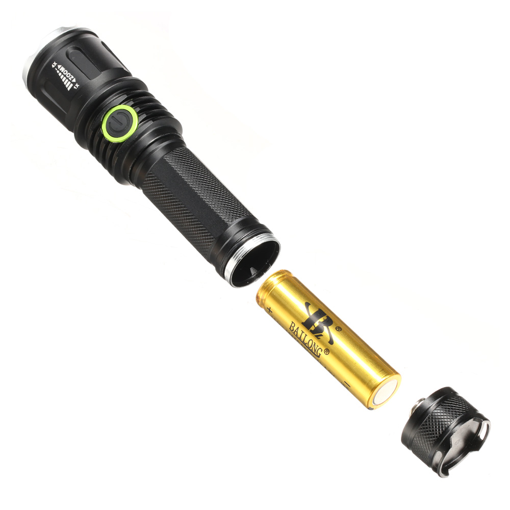 Bailong LED-Taschenlampe mit Zoom, Strobe schwarz Bild 1