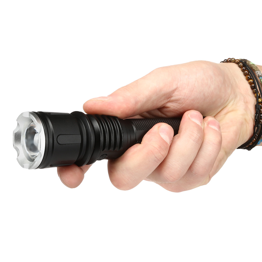 Bailong LED-Taschenlampe mit Zoom, Strobe schwarz Bild 1