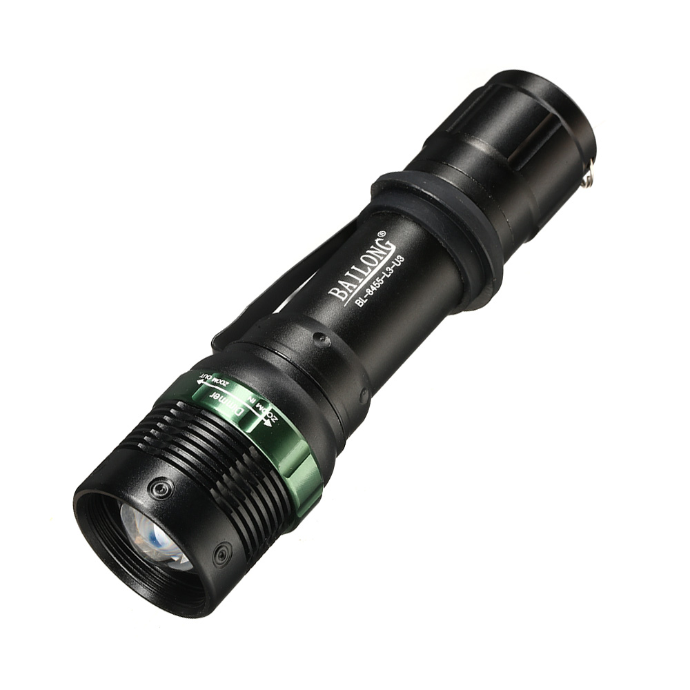 Bailong LED-Taschenlampe mit Zoom, Strobe und viel Zubehr schwarz