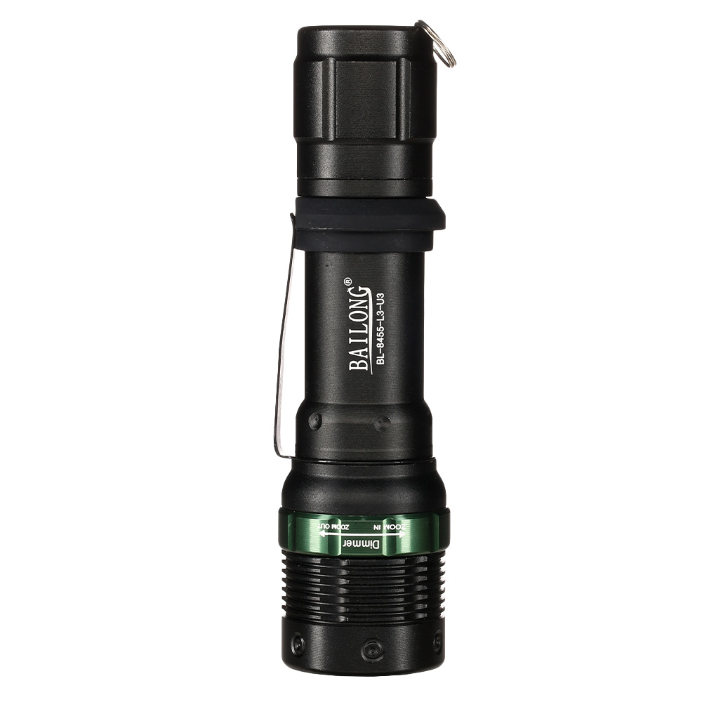 Bailong LED-Taschenlampe mit Zoom, Strobe und viel Zubehör schwarz Bild 1
