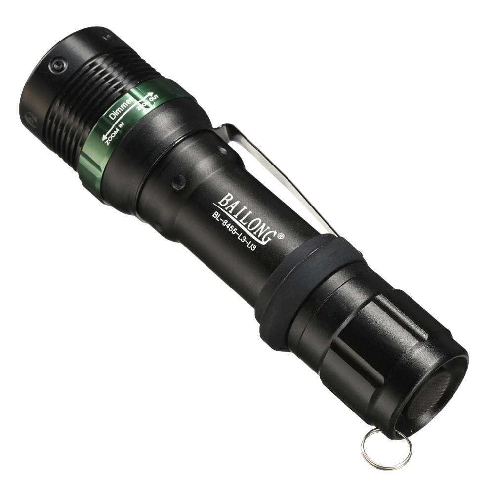 Bailong LED-Taschenlampe mit Zoom, Strobe und viel Zubehr schwarz Bild 5