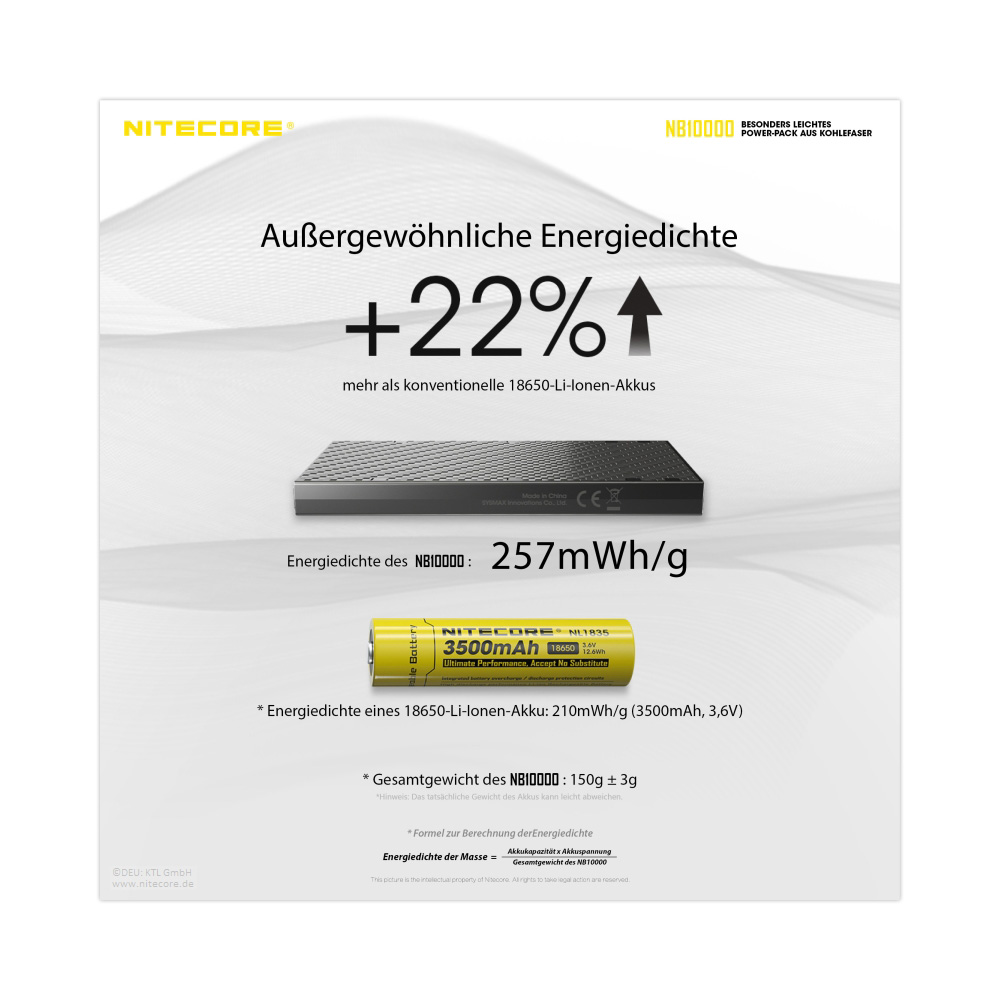 Nitecore Powerbank NB10000 mit Carbongehuse 10000mAh extrem leicht und Ultrakompakt Bild 2