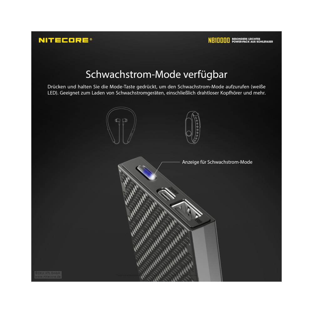 Nitecore Powerbank NB10000 mit Carbongehuse 10000mAh extrem leicht und Ultrakompakt Bild 6