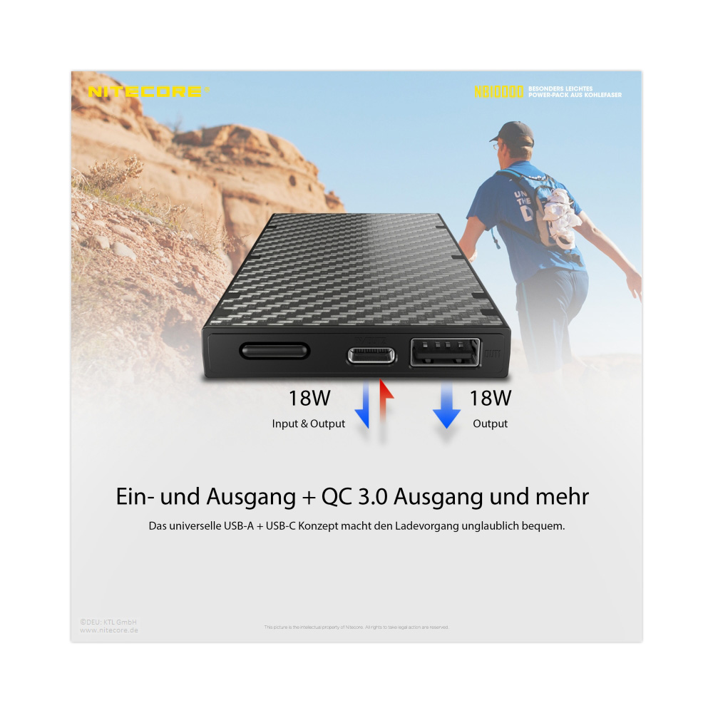 Nitecore Powerbank NB10000 GEN2 mit Carbongehuse 10000mAh Bild 8