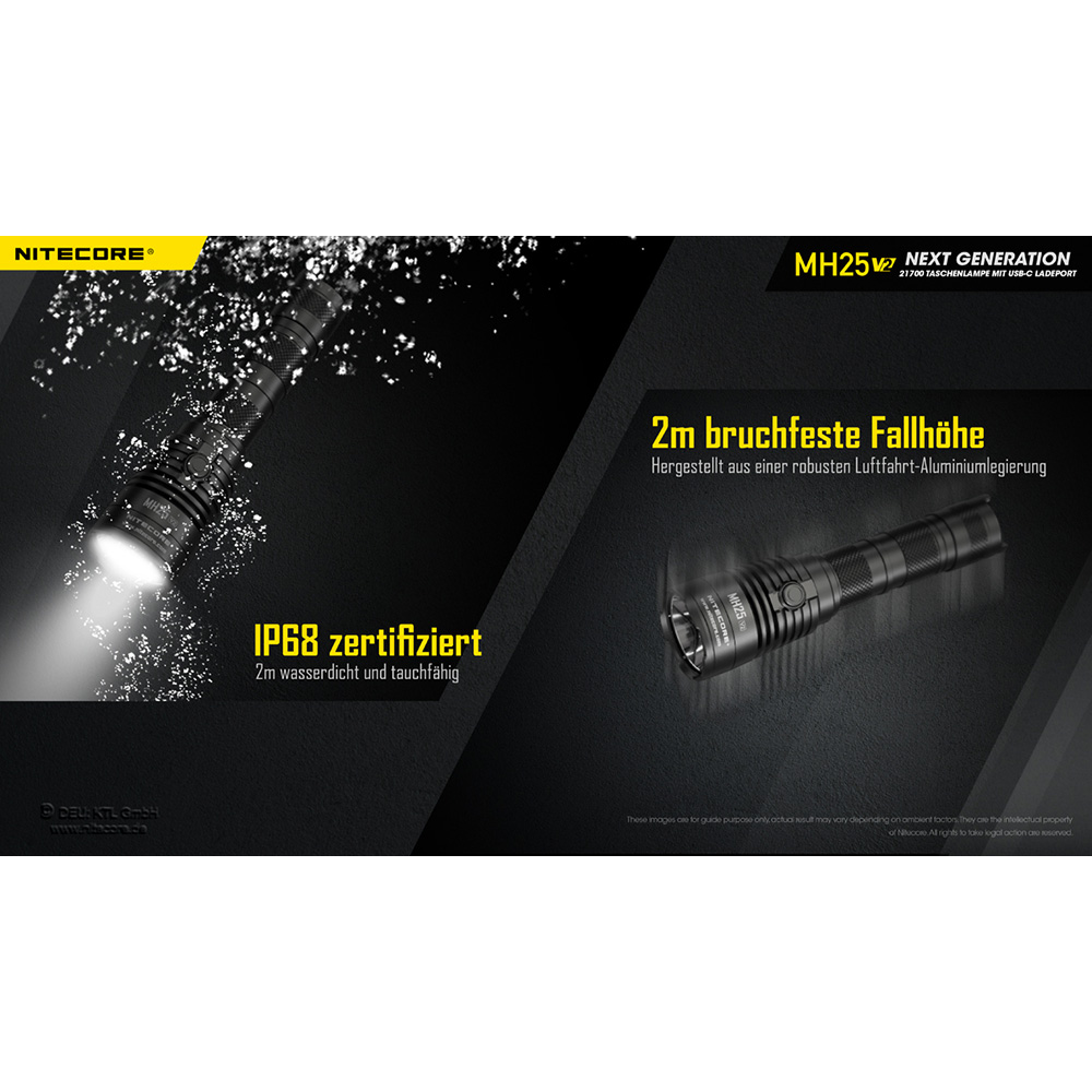 Nitecore LED-Taschenlampe MH25 V2 1300 Lumen inkl. Akku und Nylonholster schwarz Bild 1