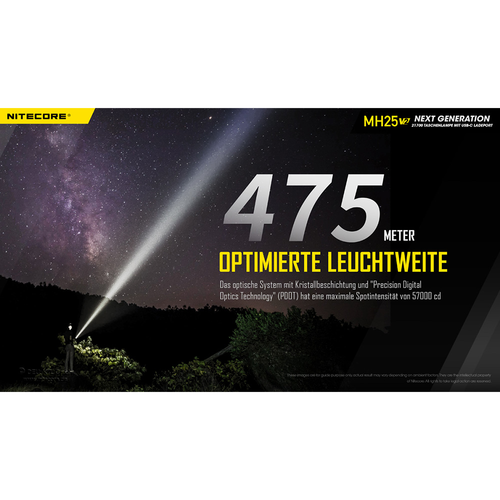 Nitecore LED-Taschenlampe MH25 V2 1300 Lumen inkl. Akku und Nylonholster schwarz Bild 2