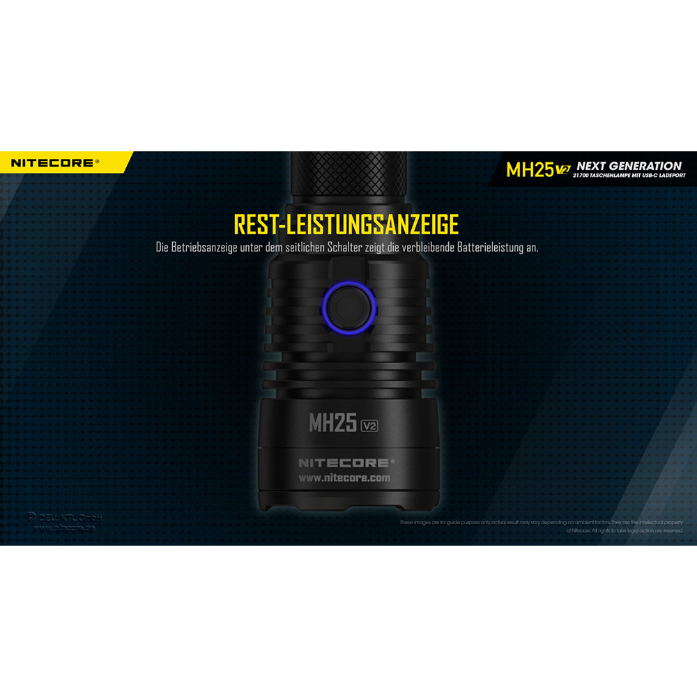 Nitecore LED-Taschenlampe MH25 V2 1300 Lumen inkl. Akku und Nylonholster schwarz Bild 1