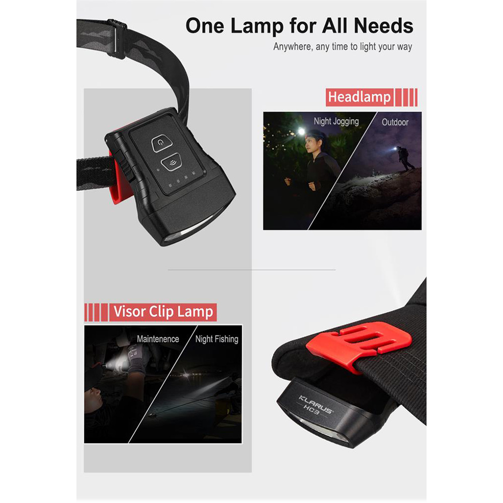 Klarus LED Cliplampe HC3 mit Sensor 100 ANSI Lumen schwarz/rot Bild 2