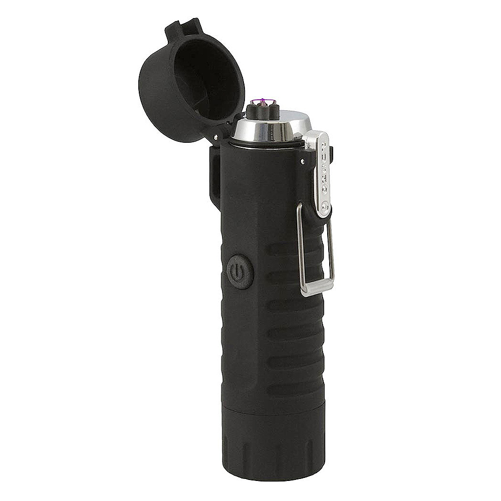 MetMaxx Feuerzeug mit LED-Lampe Future Outdoor Fire Lichtbogen inkl. USB-Ladekabel schwarz