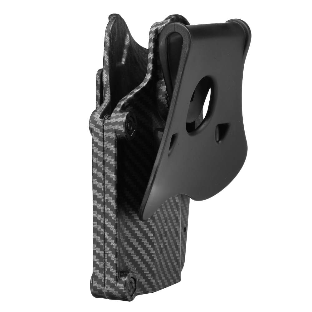 Amomax Per-Fit Universal Tactical Holster Polymer Paddle - passend für über 80 Pistolen Rechts Carbon-Design Bild 1