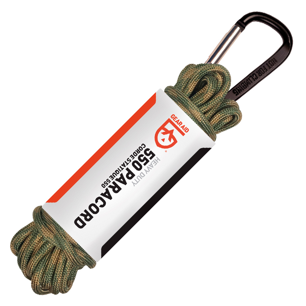 Gear Aid 550 Fallschirmleine 9 Meter mit Karabiner grün