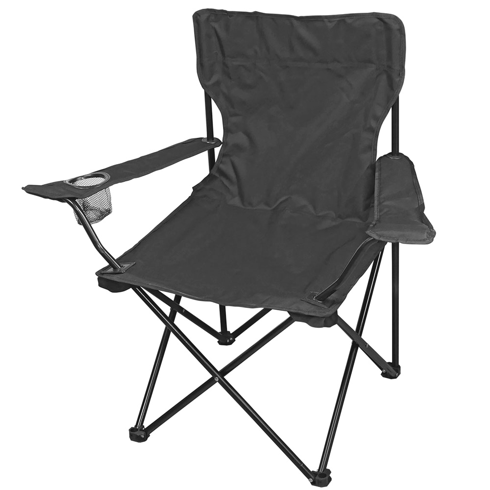CI Klappstuhl mit Lehne und Getrnkehalter schwarz