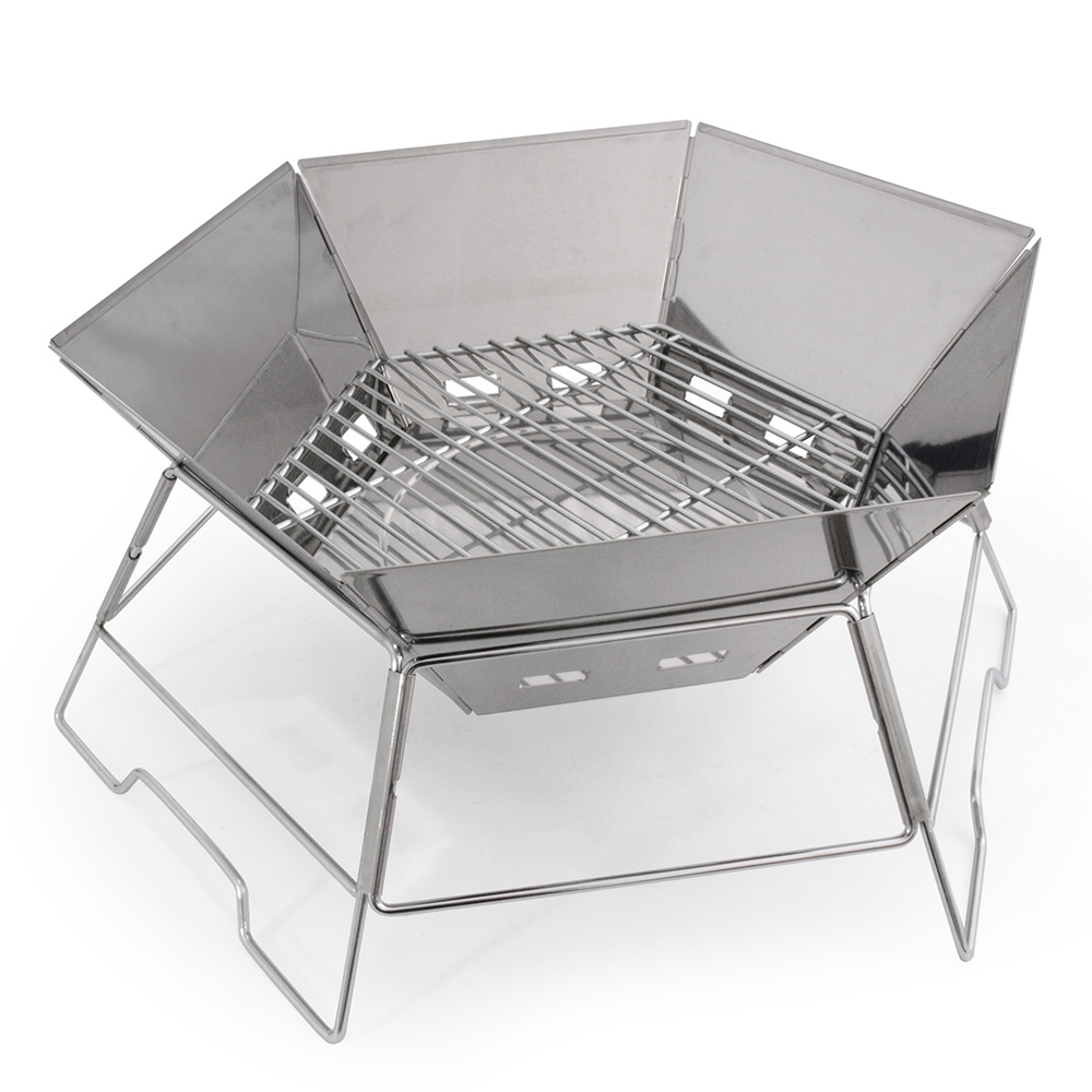 Origin Outdoors Grill- und Feuerstelle Hexagon 40 x 45 cm Edelstahl inkl. Tragetasche Bild 1