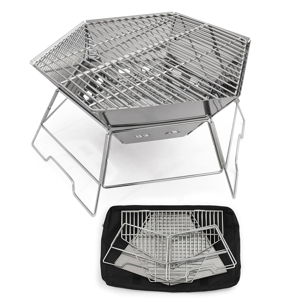 Origin Outdoors Grill- und Feuerstelle Hexagon 40 x 45 cm Edelstahl inkl. Tragetasche Bild 4