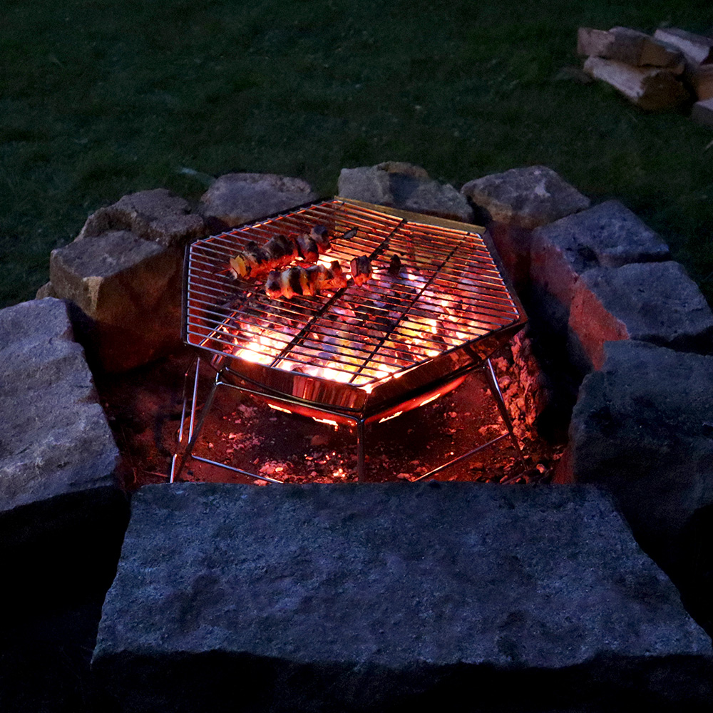 Origin Outdoors Grill- und Feuerstelle Hexagon 40 x 45 cm Edelstahl inkl. Tragetasche Bild 7