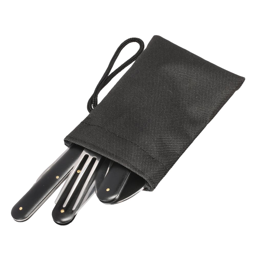 Camping Essbesteck klappbar 5 tlg. schwarz inkl. Tasche Bild 1
