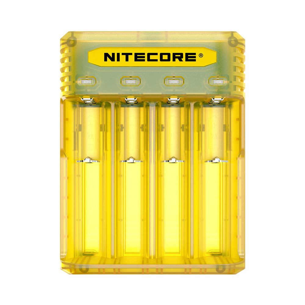 Nitecore Q4 Ladegert fr bis zu 4 Li-Ion Akkus gelb