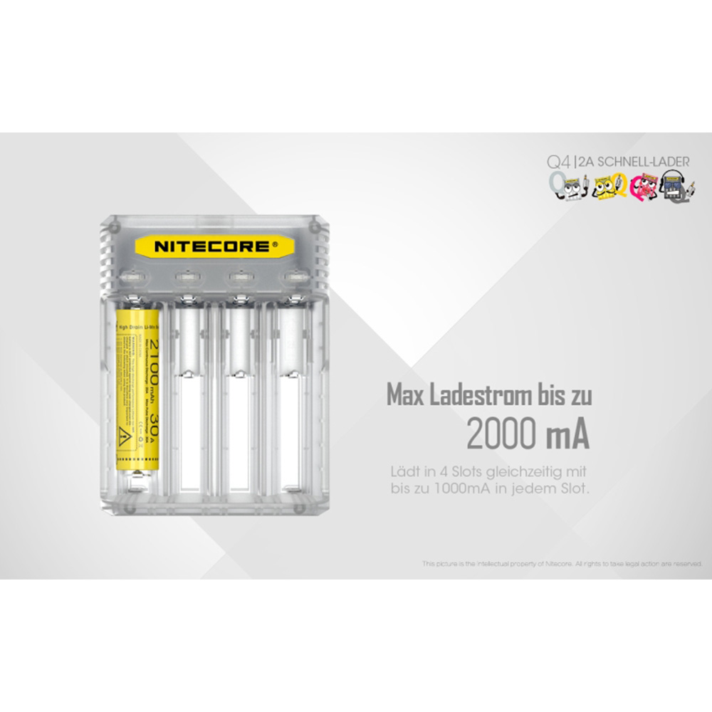 Nitecore Q4 Ladegert fr bis zu 4 Li-Ion Akkus gelb Bild 1