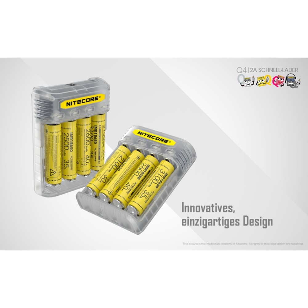 Nitecore Q4 Ladegert fr bis zu 4 Li-Ion Akkus gelb Bild 1