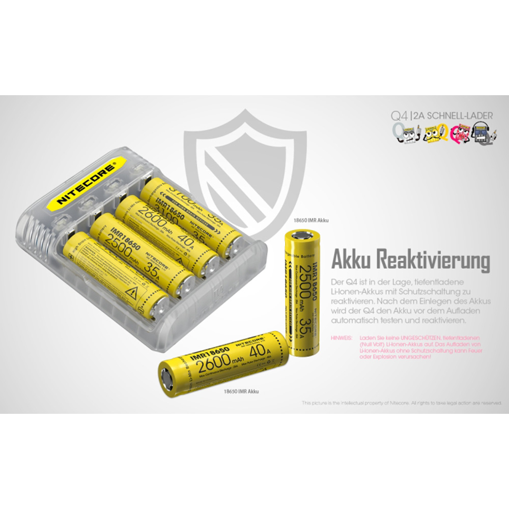 Nitecore Q4 Ladegert fr bis zu 4 Li-Ion Akkus gelb Bild 1