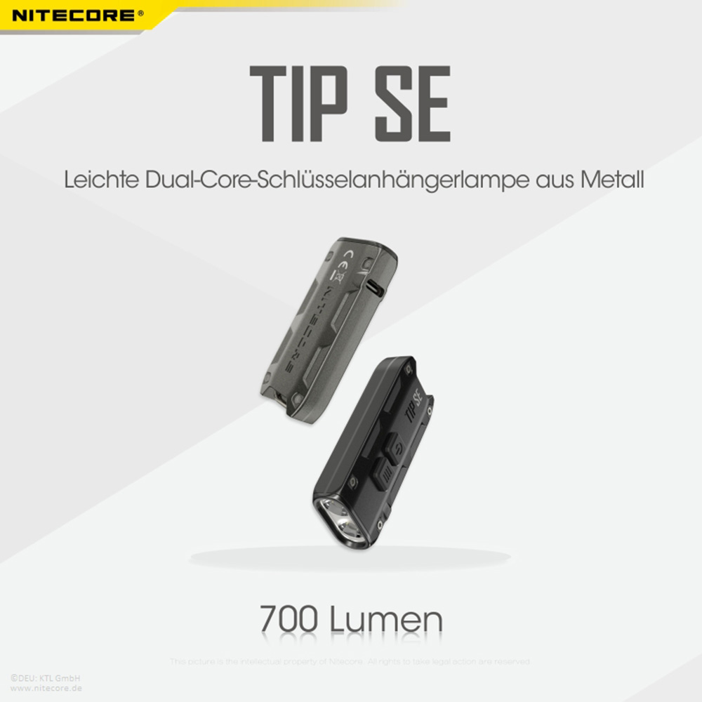 Nitecore LED-Schlssellampe TIP SE 700 Lumen USB grau Bild 1