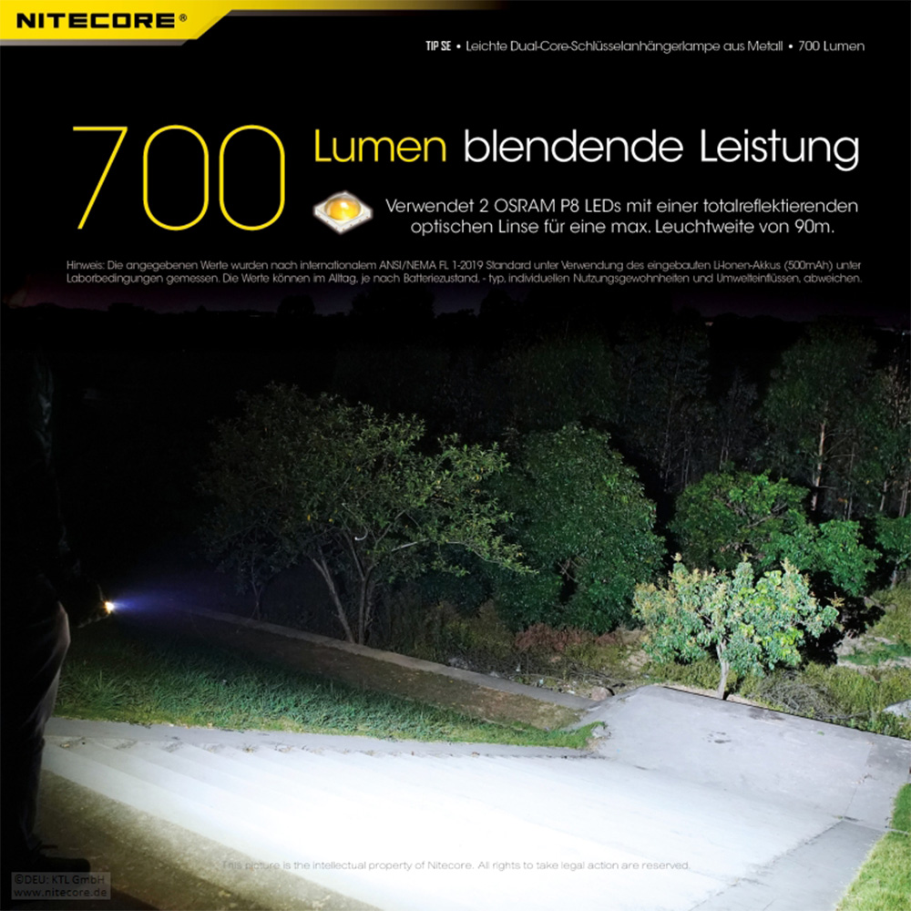 Nitecore LED-Schlssellampe TIP SE 700 Lumen USB grau Bild 1