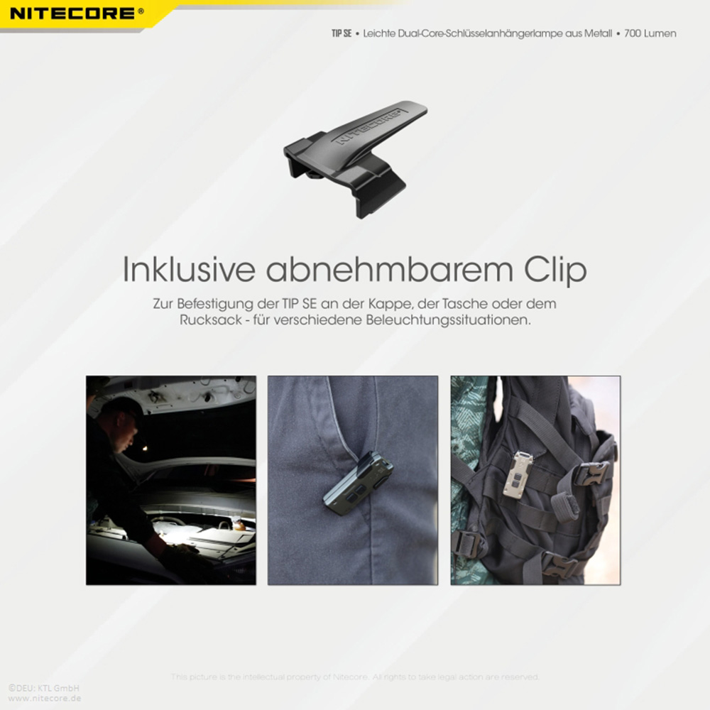 Nitecore LED-Schlssellampe TIP SE 700 Lumen USB grau Bild 7