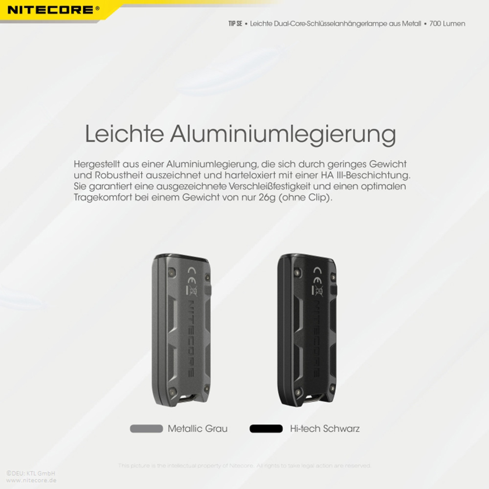 Nitecore LED-Schlssellampe TIP SE 700 Lumen USB grau Bild 1