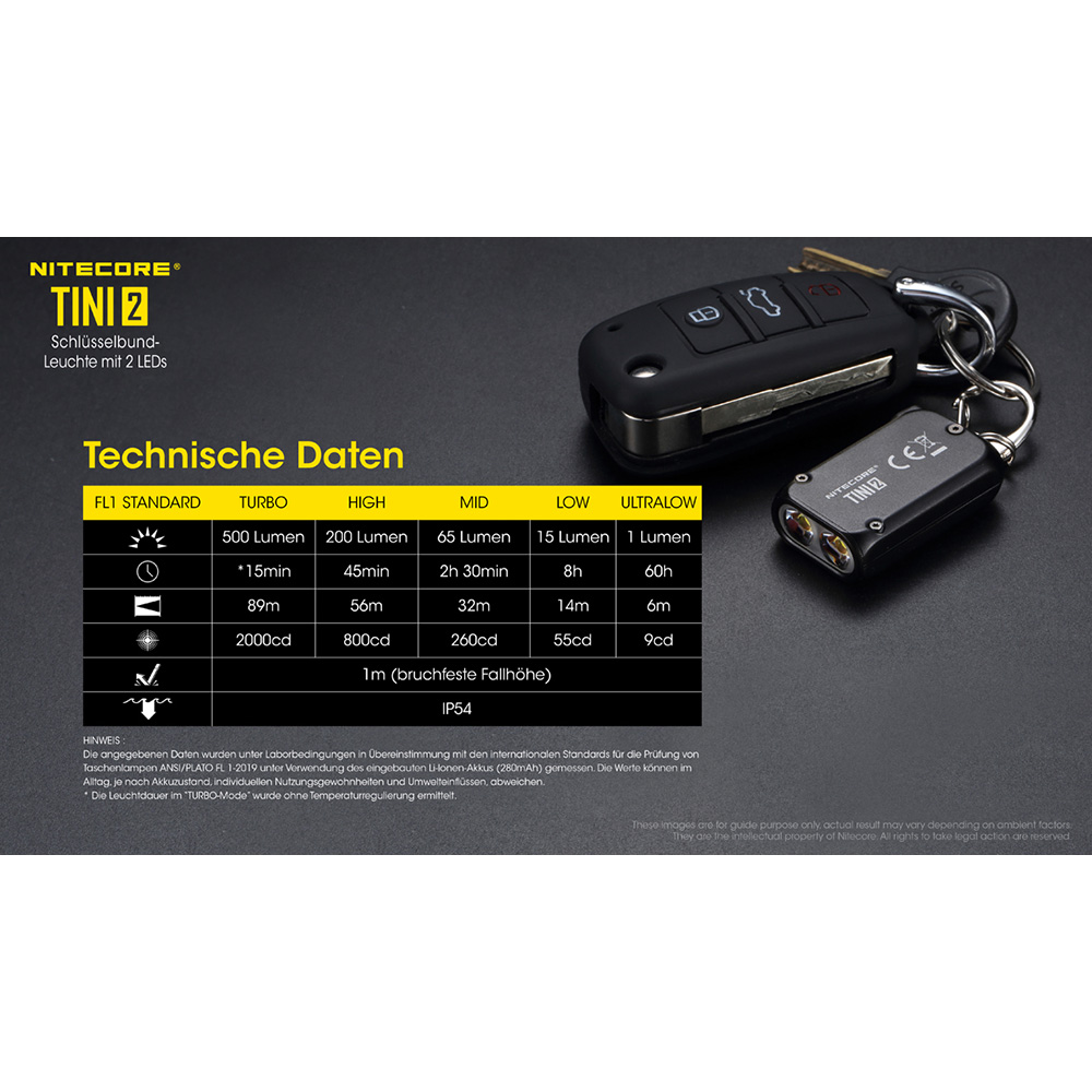 Nitecore LED-Schlssellampe TINI 2 500 Lumen USB grau Bild 1