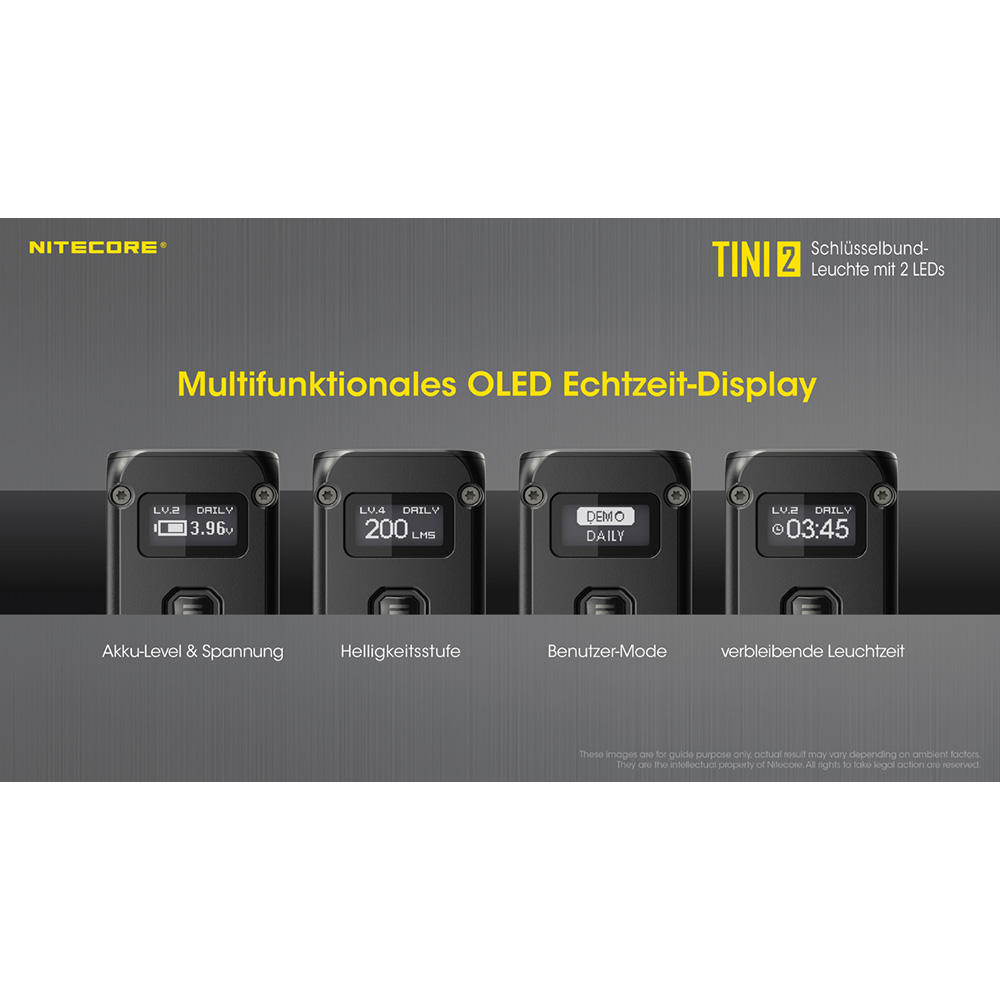 Nitecore LED-Schlssellampe TINI 2 500 Lumen USB grau Bild 1