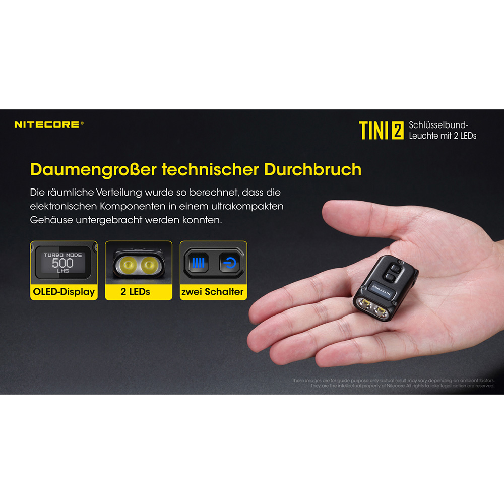 Nitecore LED-Schlssellampe TINI 2 500 Lumen USB grau Bild 1