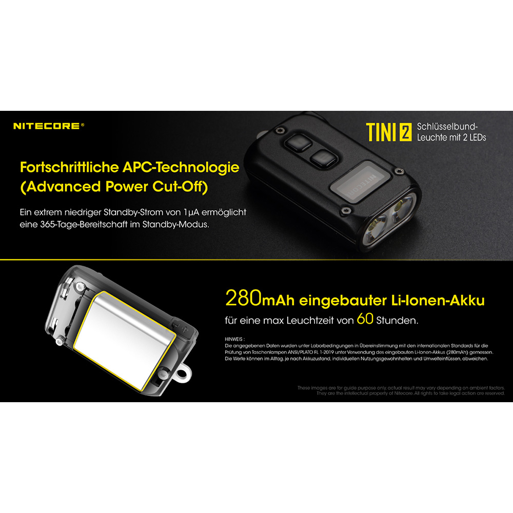 Nitecore LED-Schlssellampe TINI 2 500 Lumen USB grau Bild 1